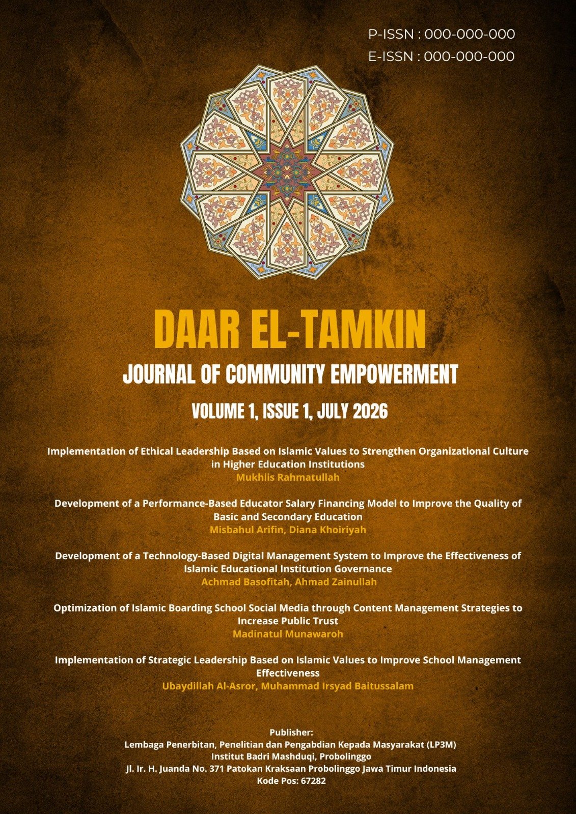 					View Vol. 1 No. 01 (2026): DAAR EL-TAMKIN: Journal of Community Empowerment
				