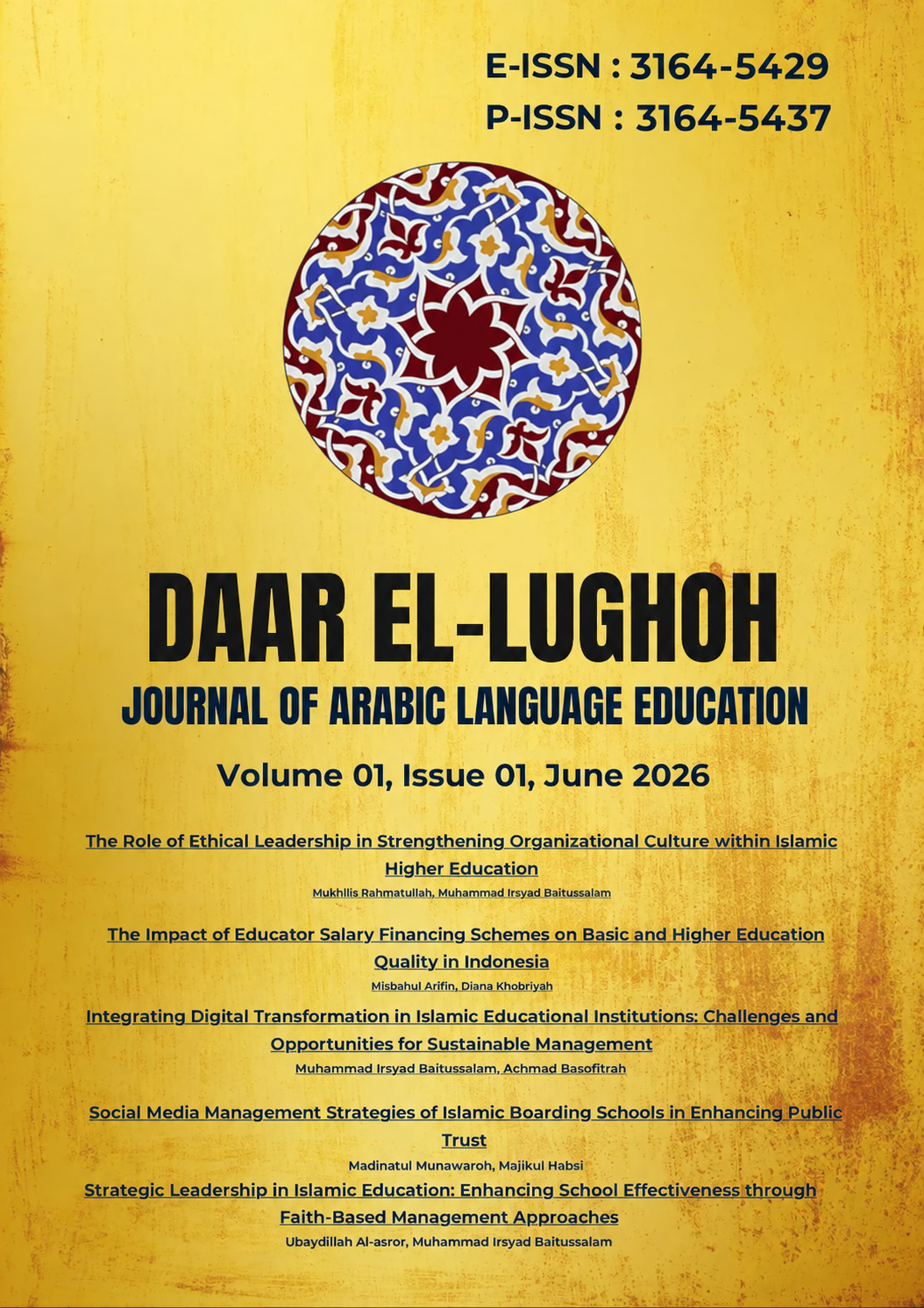 					View Vol. 1 No. 1 (2026): DAAR EL-LUGHOH: Journal of Arabic Language Education
				