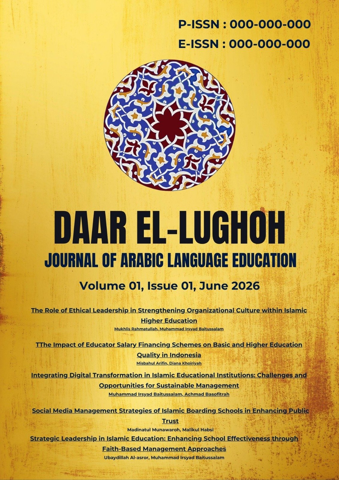 					Lihat Vol 1 No 1 (2026): DAAR EL-LUGHOH: Journal of Arabic Language Education
				